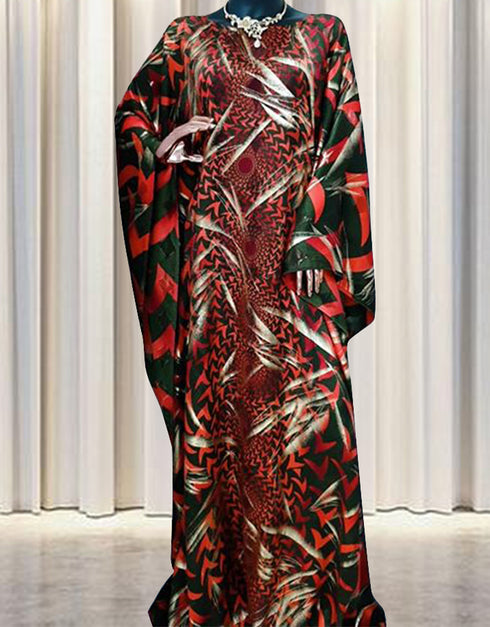 Muslim Abaya Dress in African Design with Loose Darts Pattern Printing